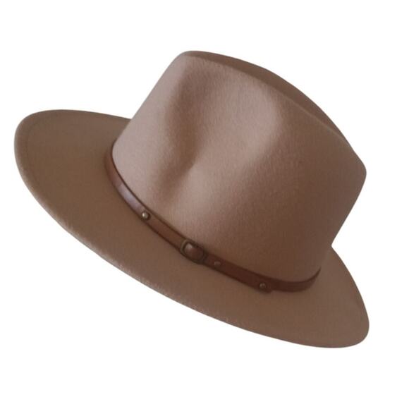 Pengcheng Wool Blend Fedora Hat Taupe OS - Picture 2 of 5